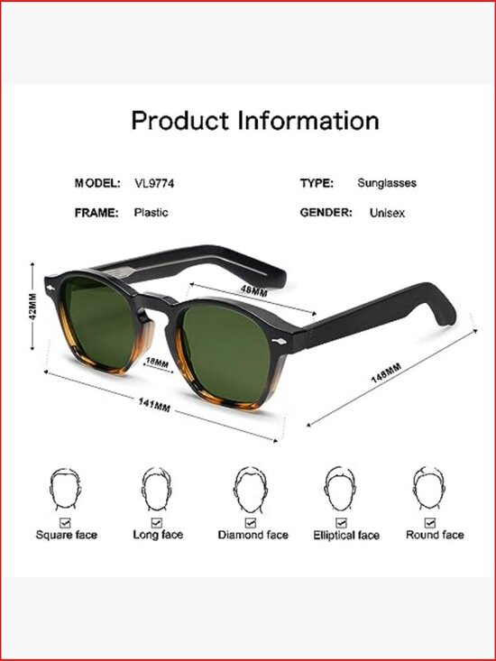 Retro Square Sunglasses for Men Women UV400 Protection Thin Cube Shades main image 7